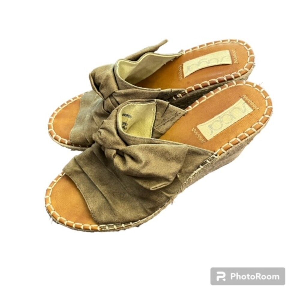 SUGAR Womens Tan Canvas Platform Sandals Size 9